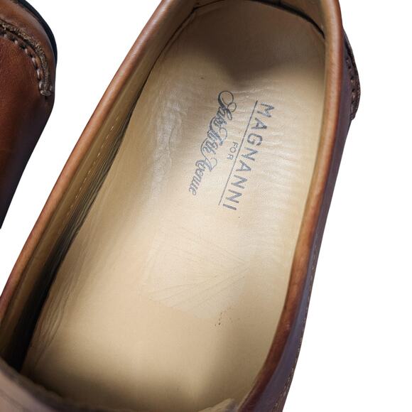 Magnanni Driving Loafer Mens 9 Brown Leather Horse Bit Shoes Minimal Preppy - Picture 4 of 8